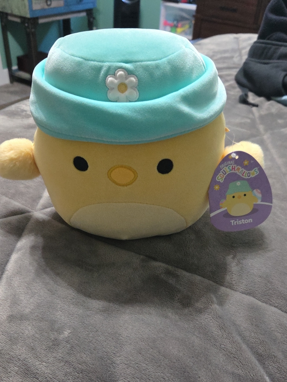 Squishmallows Triston Yellow Plush with Mint Hat